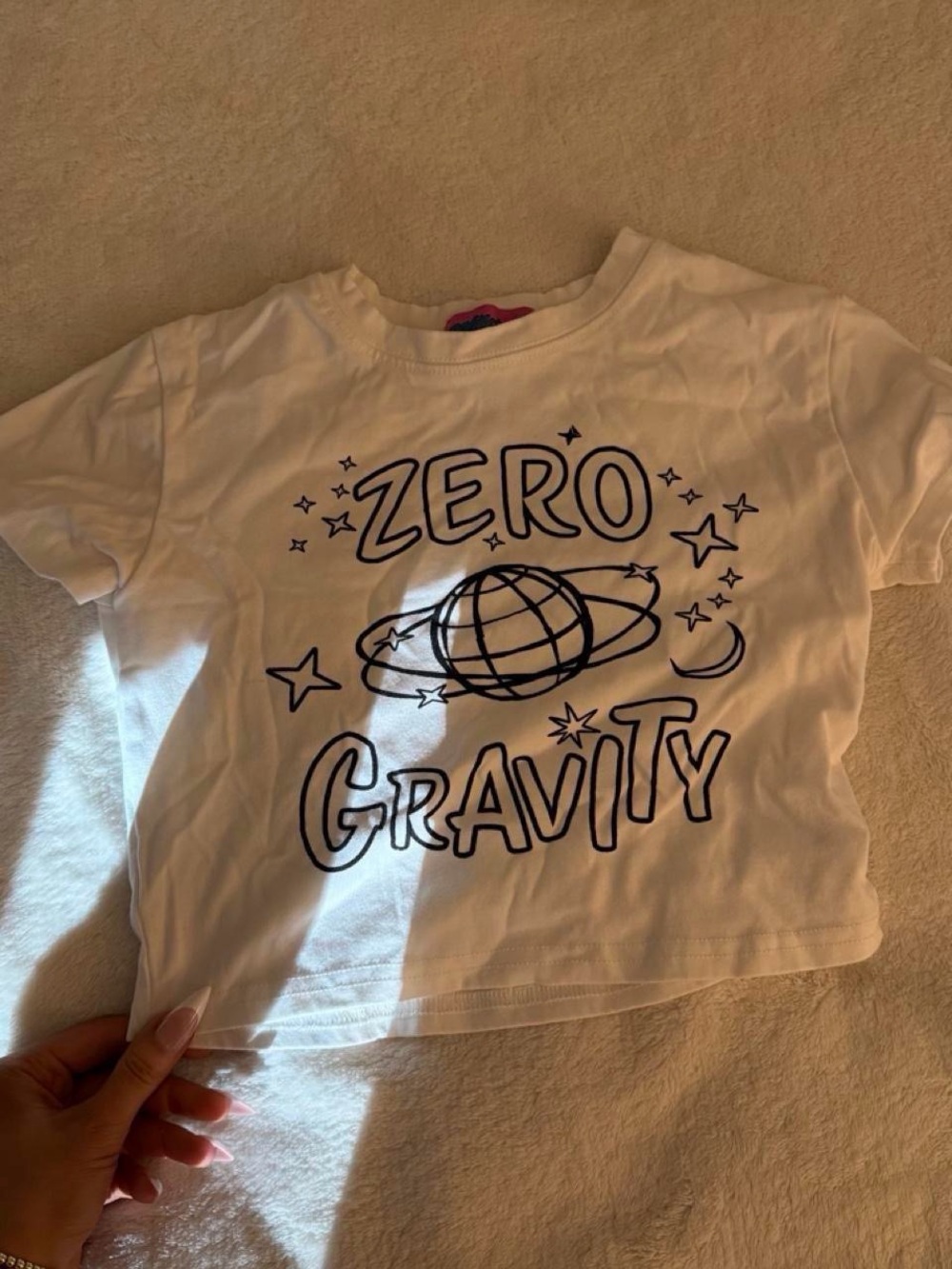 Edikted White Cropped Graphic Tee